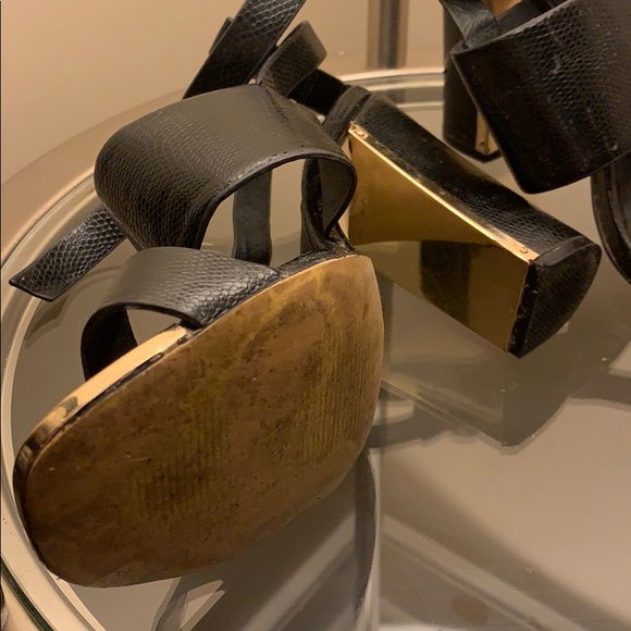 Top Shop Leather Block Heels - Picture 3 of 5